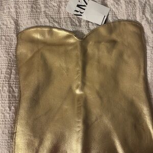 Zara Metallic Gold Bustier